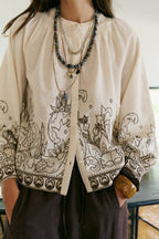 Blouse À Ourlet Fleuri - Écru