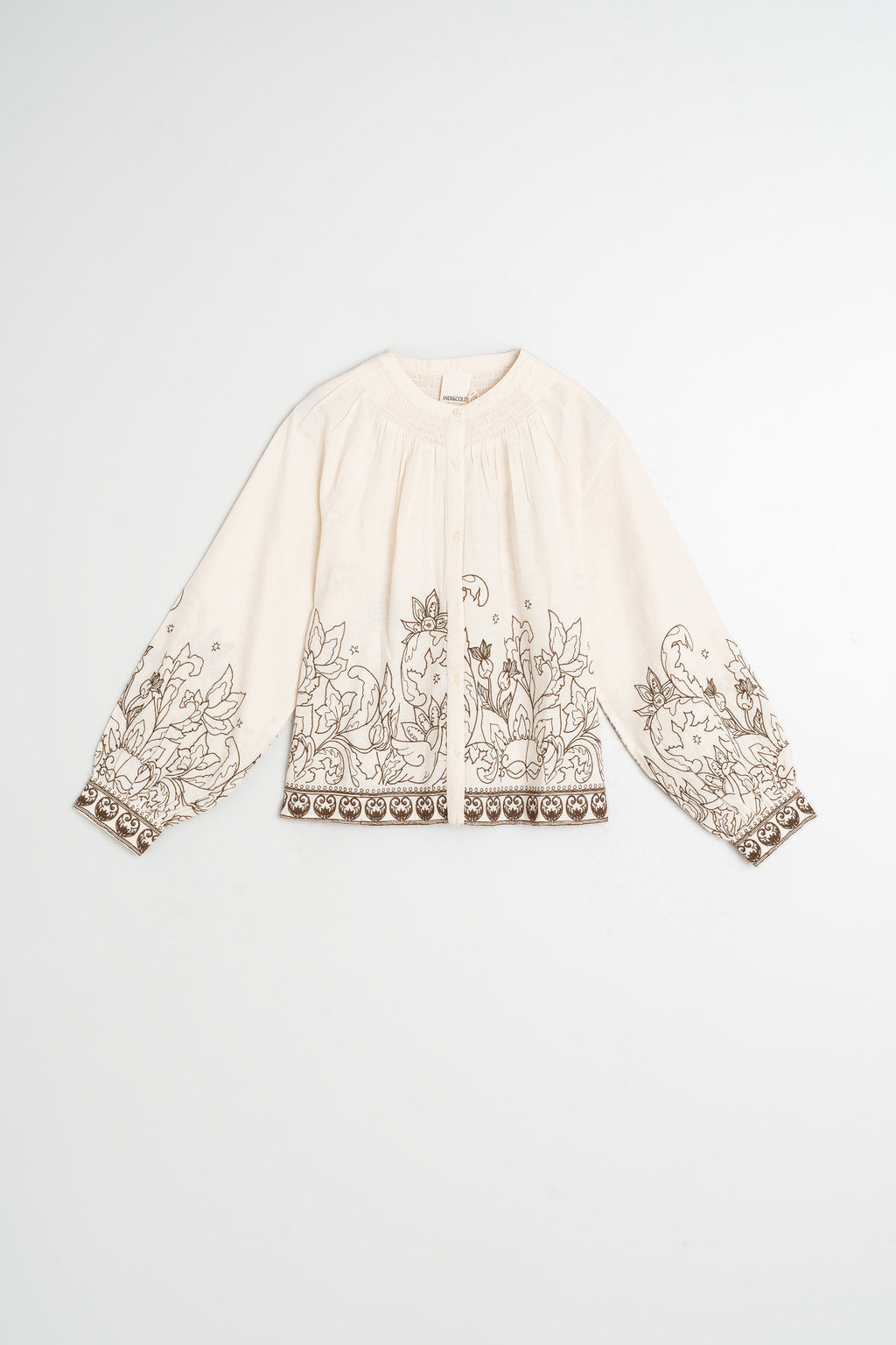 Blouse À Ourlet Fleuri - Écru