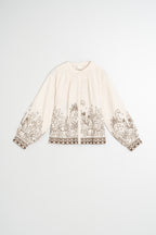 Blouse À Ourlet Fleuri - Écru