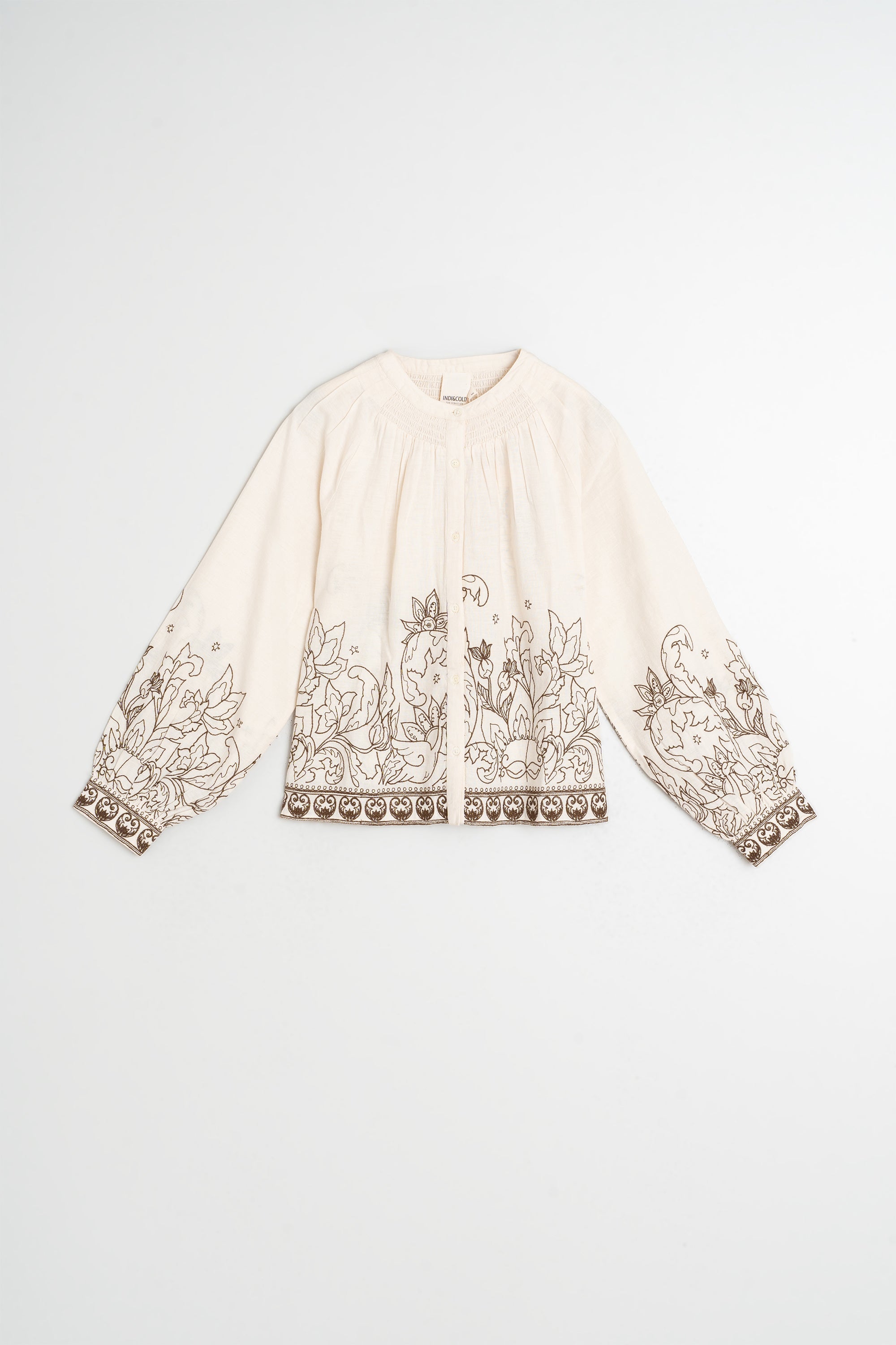 Blouse À Ourlet Fleuri - Écru