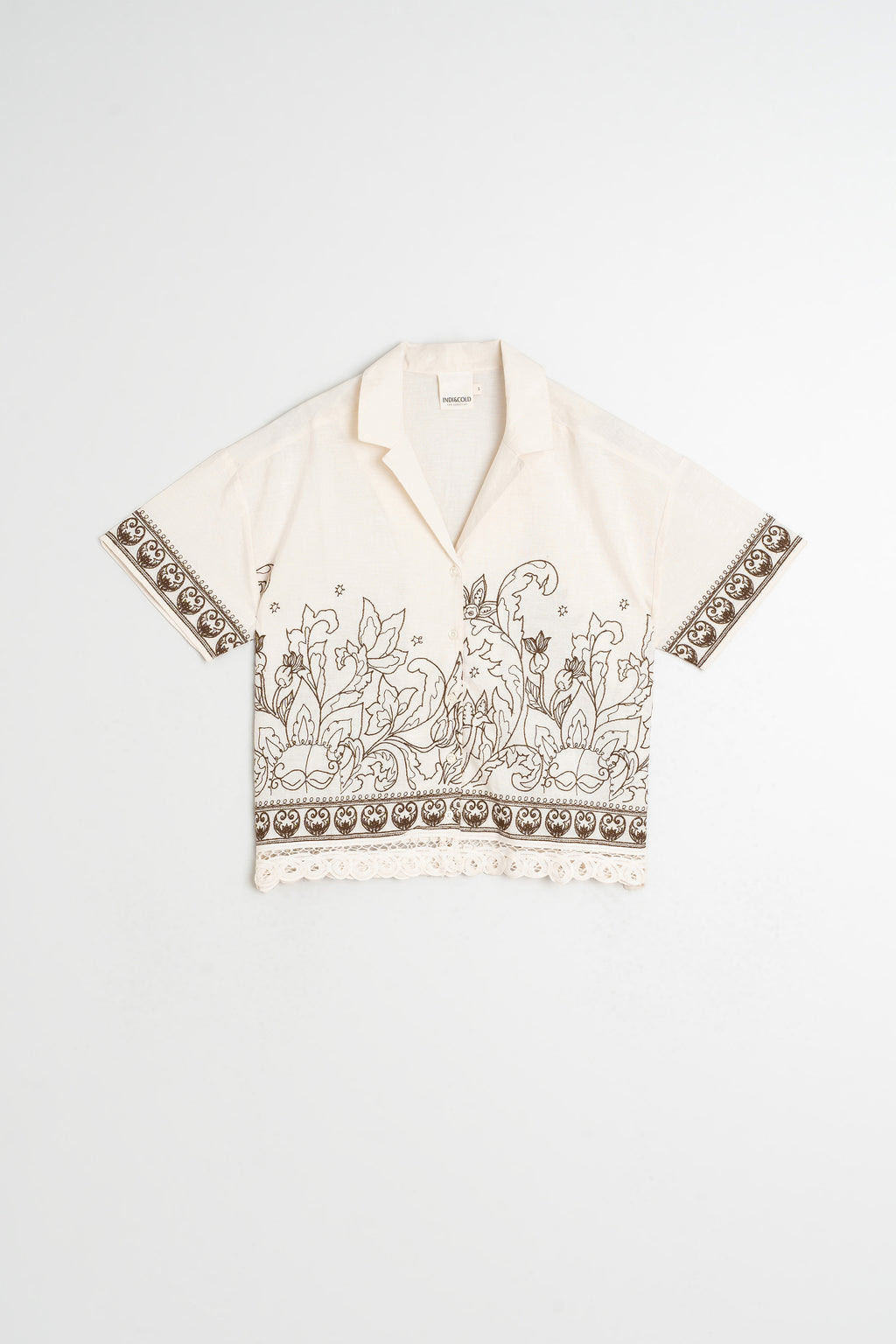 Chemise À Broderie Contrastée - Écru