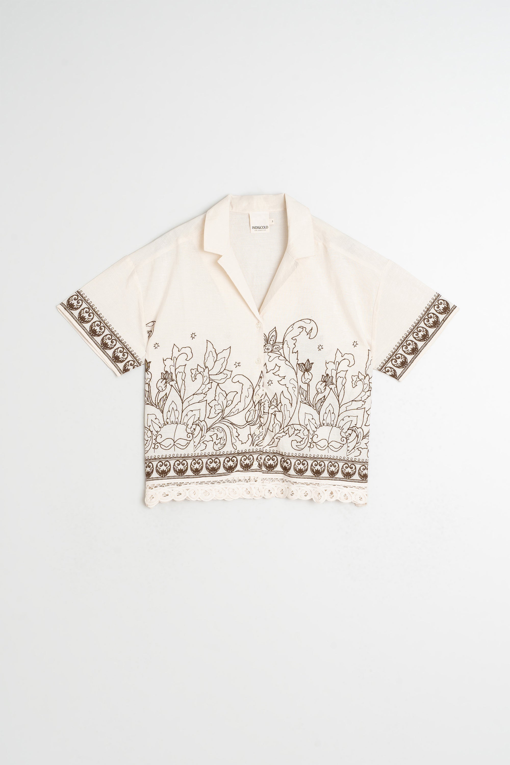 Chemise À Broderie Contrastée - Écru