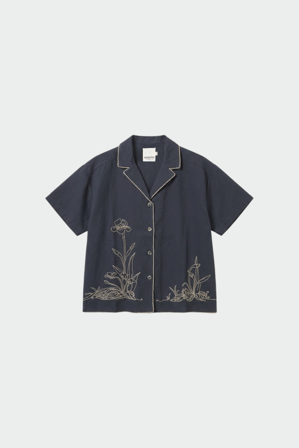 Chemise Longue Brodée - Bleu Marine