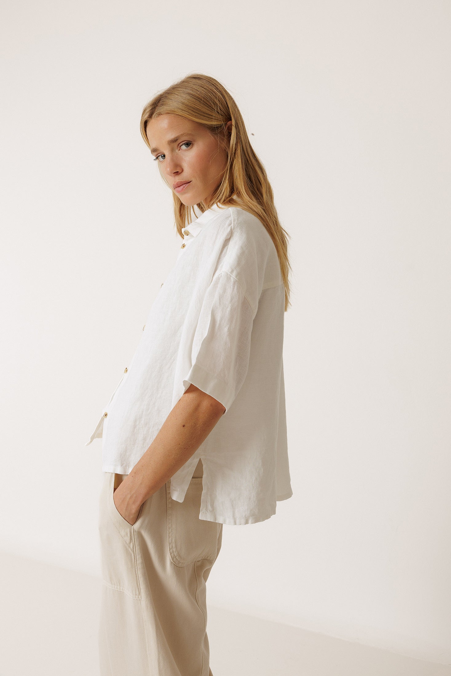 Chemise Courte En Lin - Ivoire