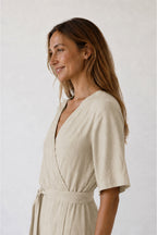 Robe Portefeuille En Lin - Pierre