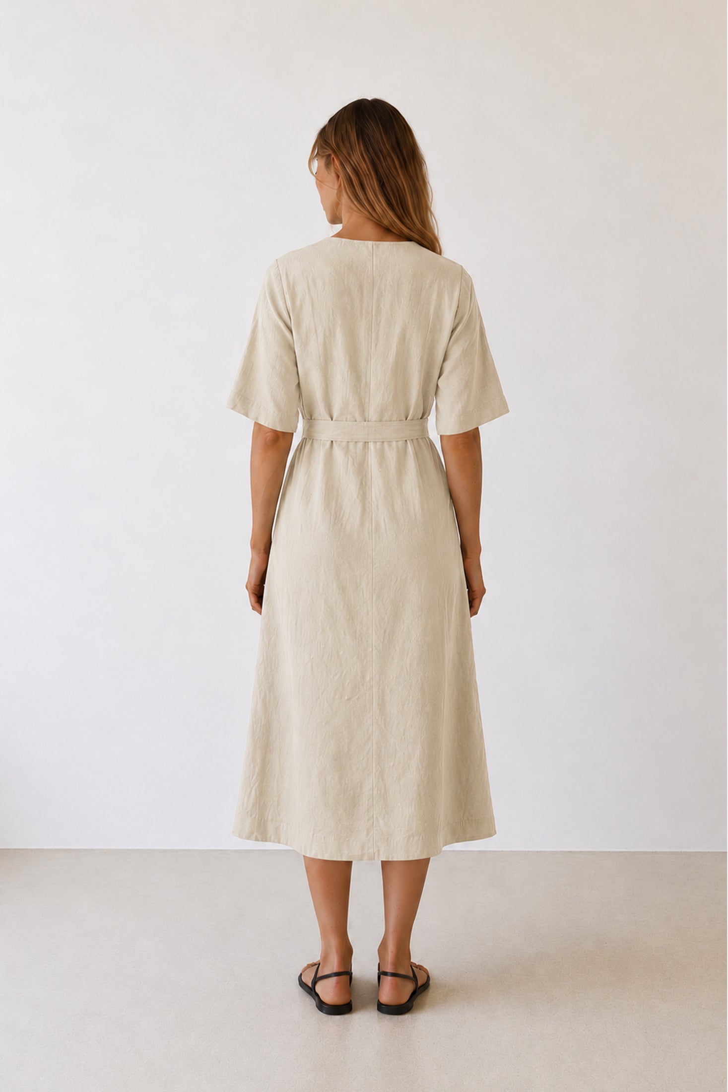 Robe Portefeuille En Lin - Pierre