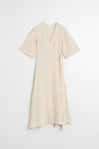 Robe Portefeuille En Lin - Pierre