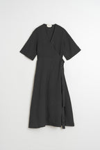 Robe Portefeuille En Lin - Charbon
