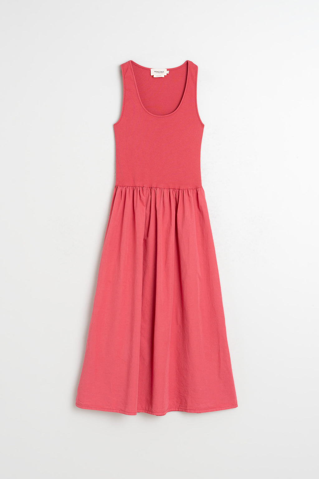 Robe Combinée En Popeline - Fraise