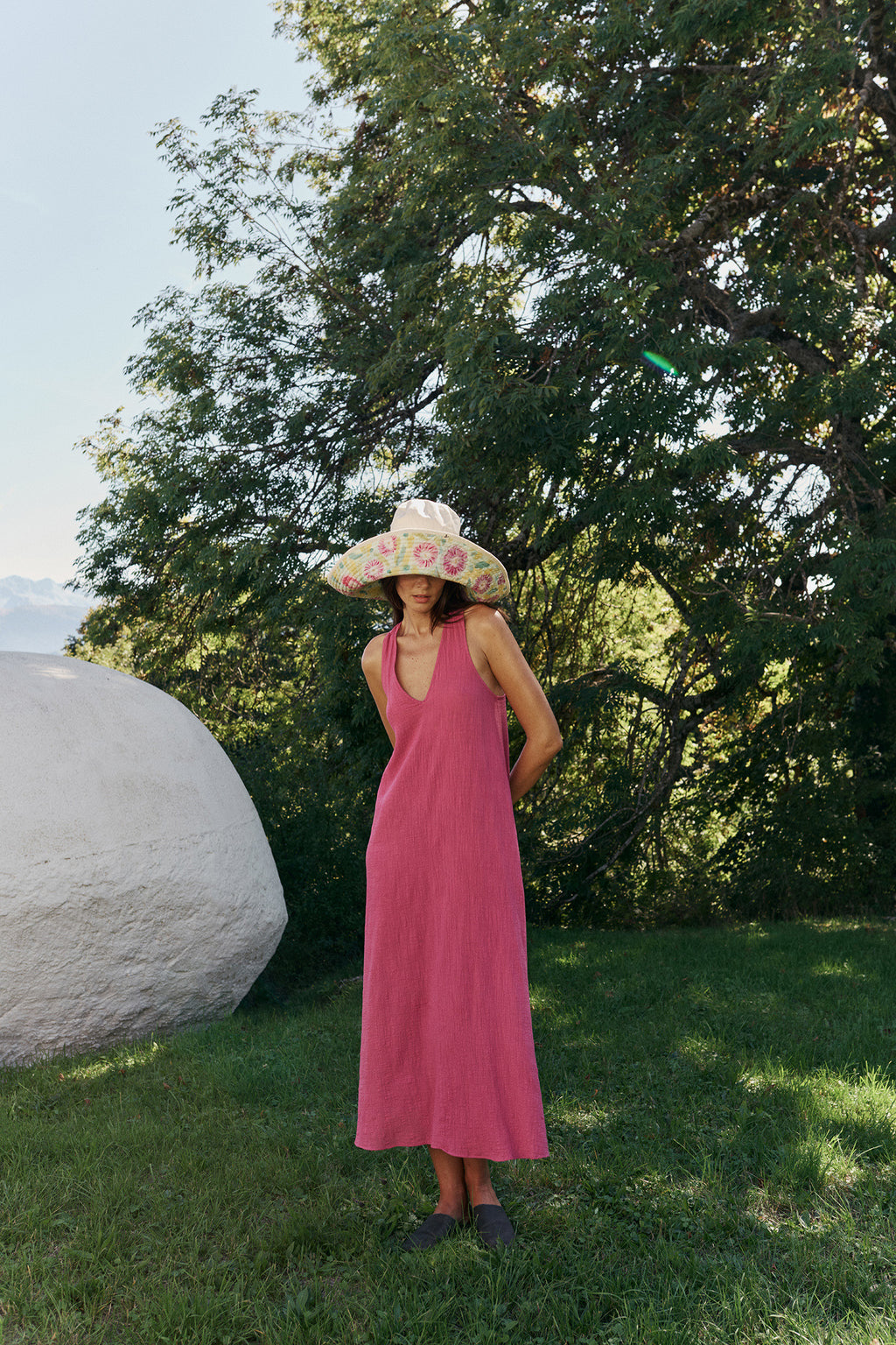 Robe Longue En Crêpe - Litchi