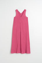 Robe Longue En Crêpe - Litchi