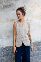 Gilet Rayé En Lin - Pierre
