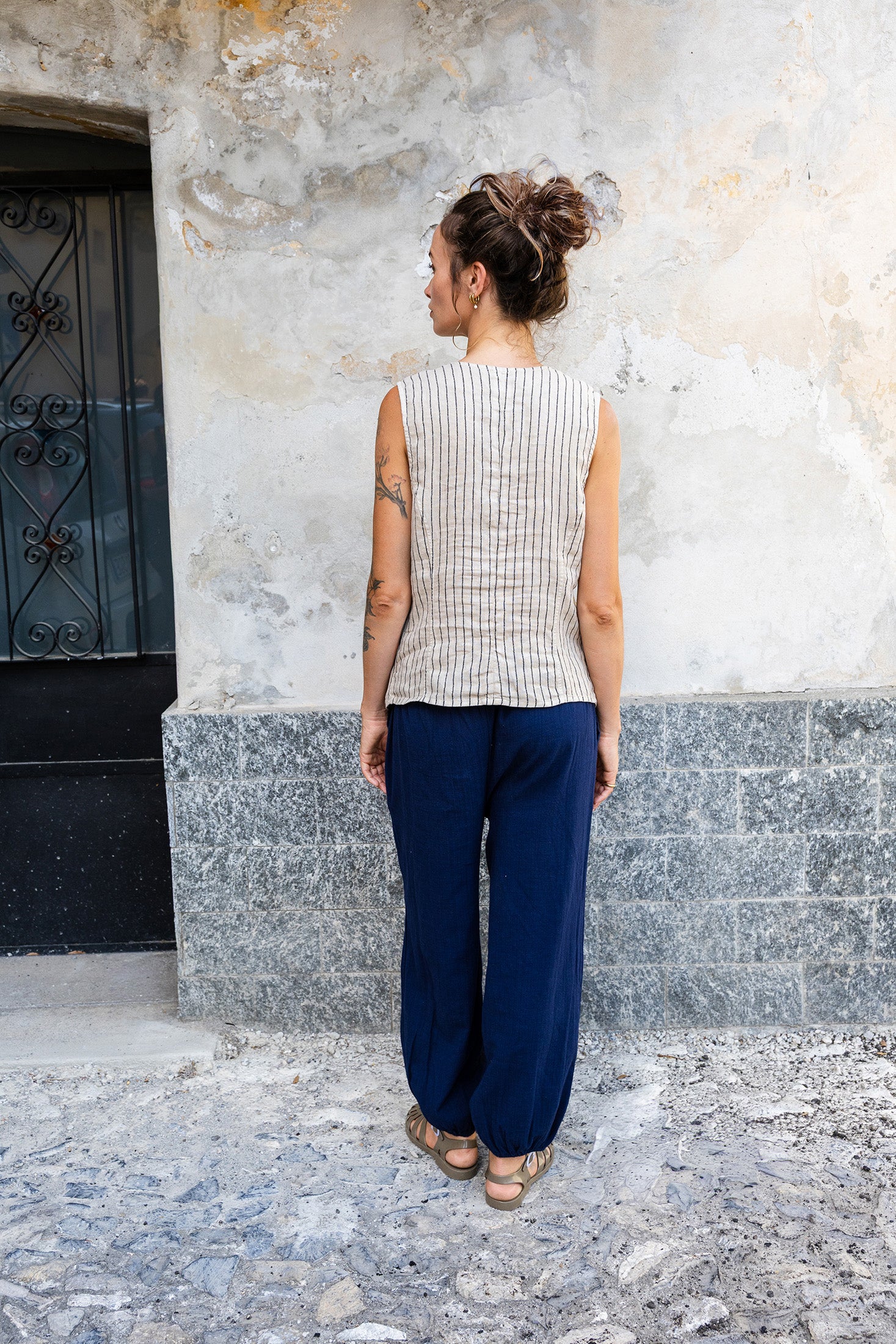 Gilet Rayé En Lin - Pierre