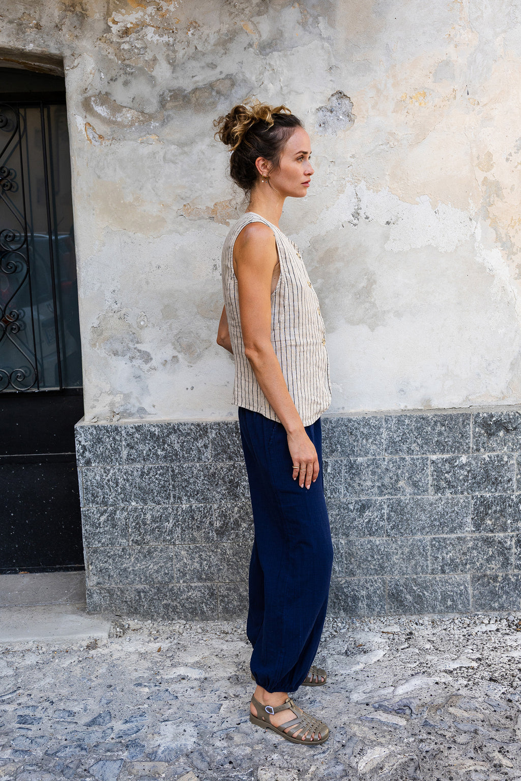 Gilet Rayé En Lin - Pierre