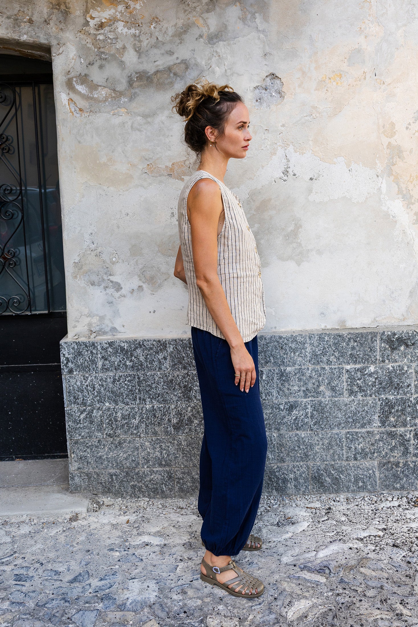 Gilet Rayé En Lin - Pierre