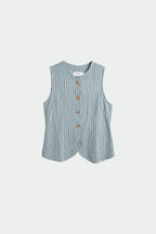 Gilet Rayé En Lin - Glace
