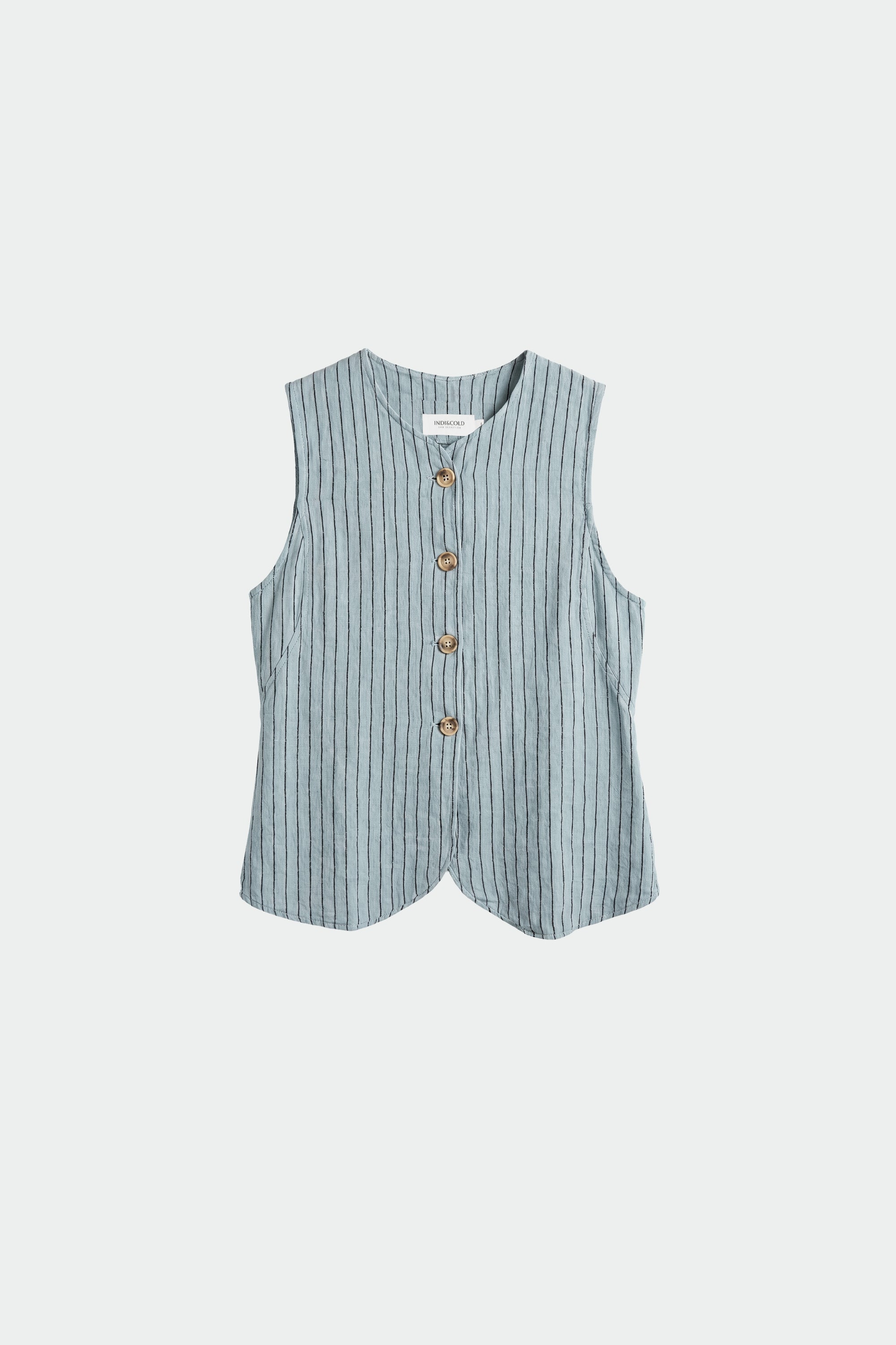 Gilet Rayé En Lin - Glace