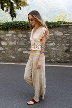 Pantalon Rayé En Lin - Pierre