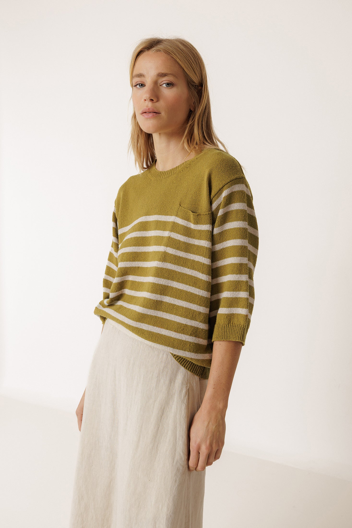 Pull Marinière - Kaki