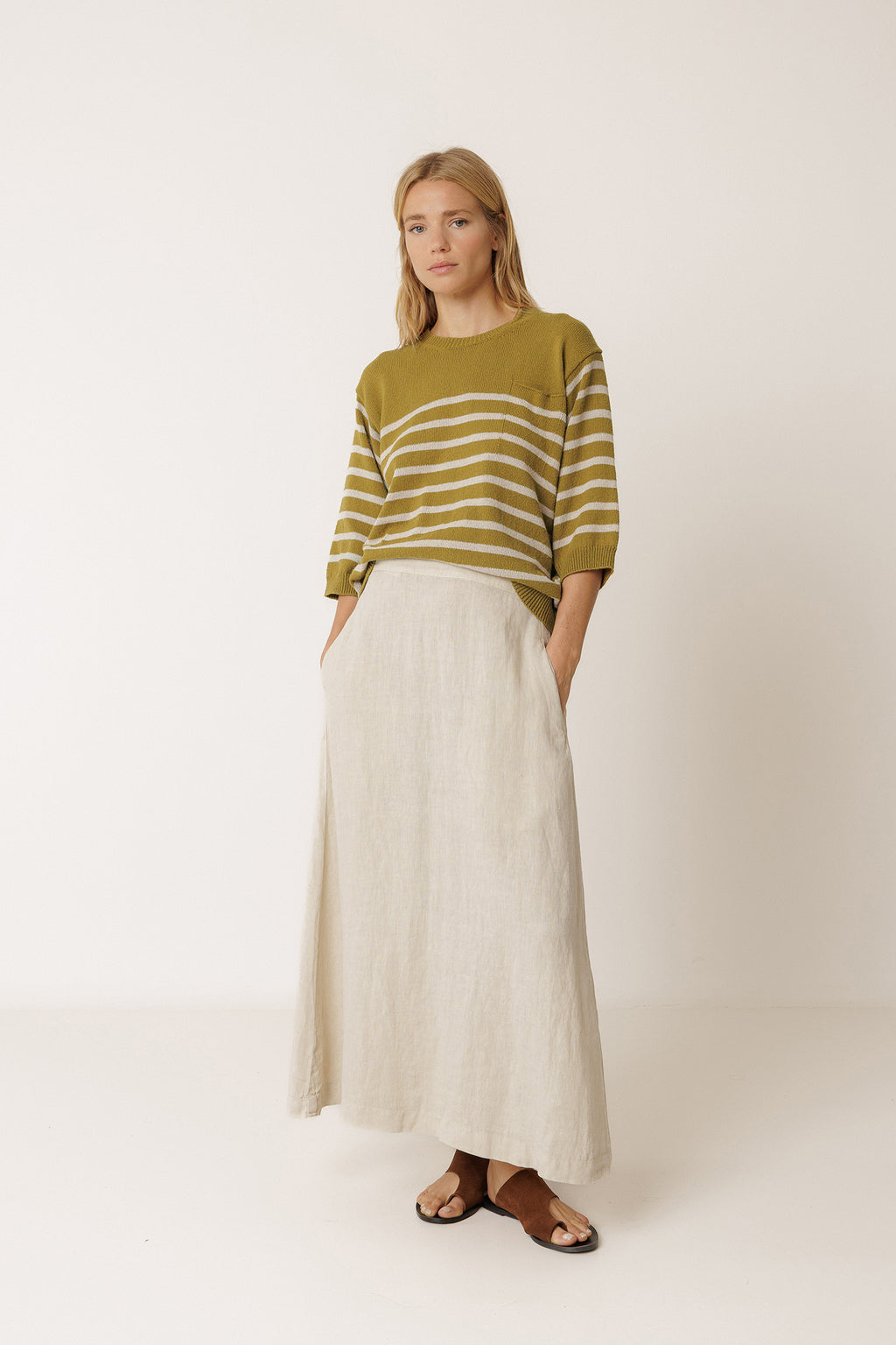 Pull Marinière - Kaki
