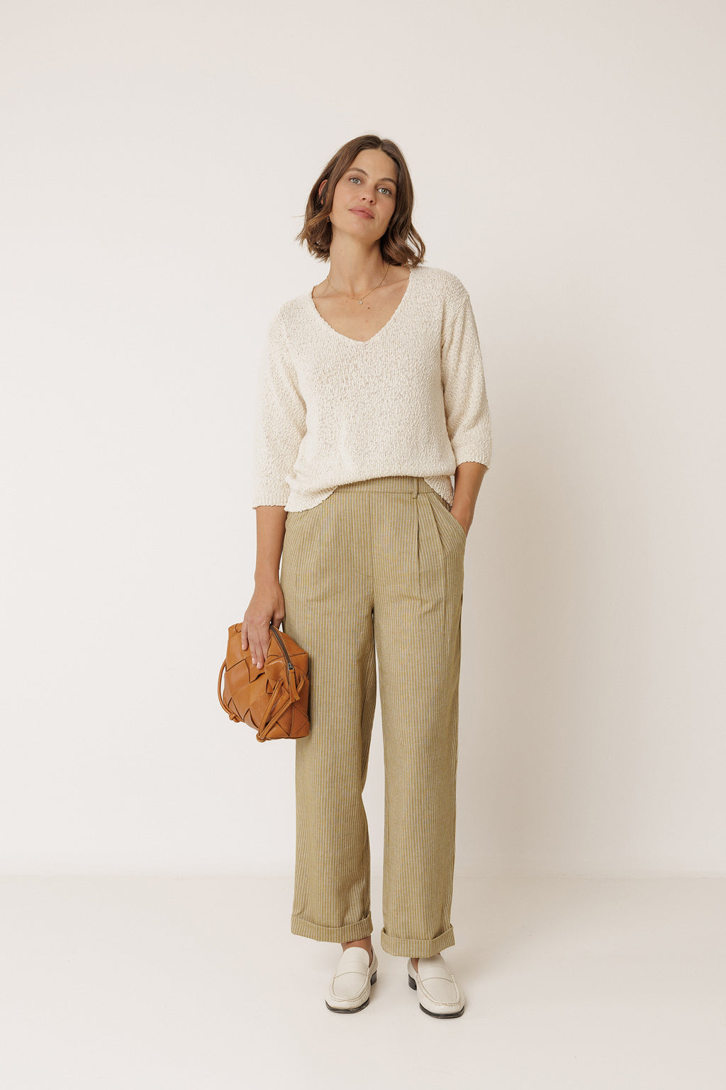 Pull Bouclé En Coton Biologique - Écru