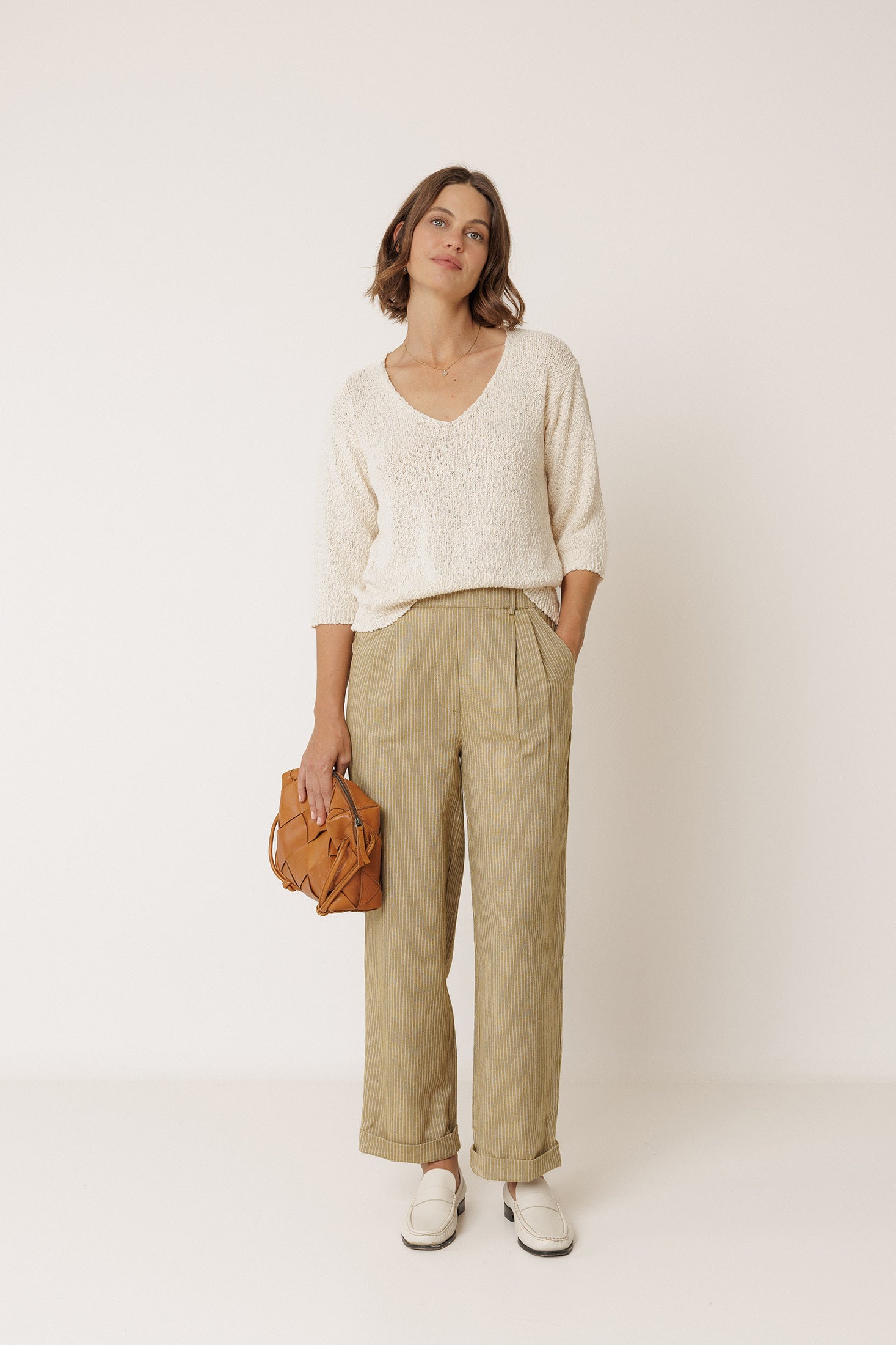 Pull Bouclé En Coton Biologique - Écru