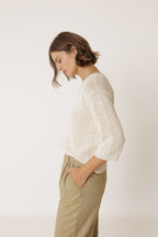Pull Bouclé En Coton Biologique - Écru