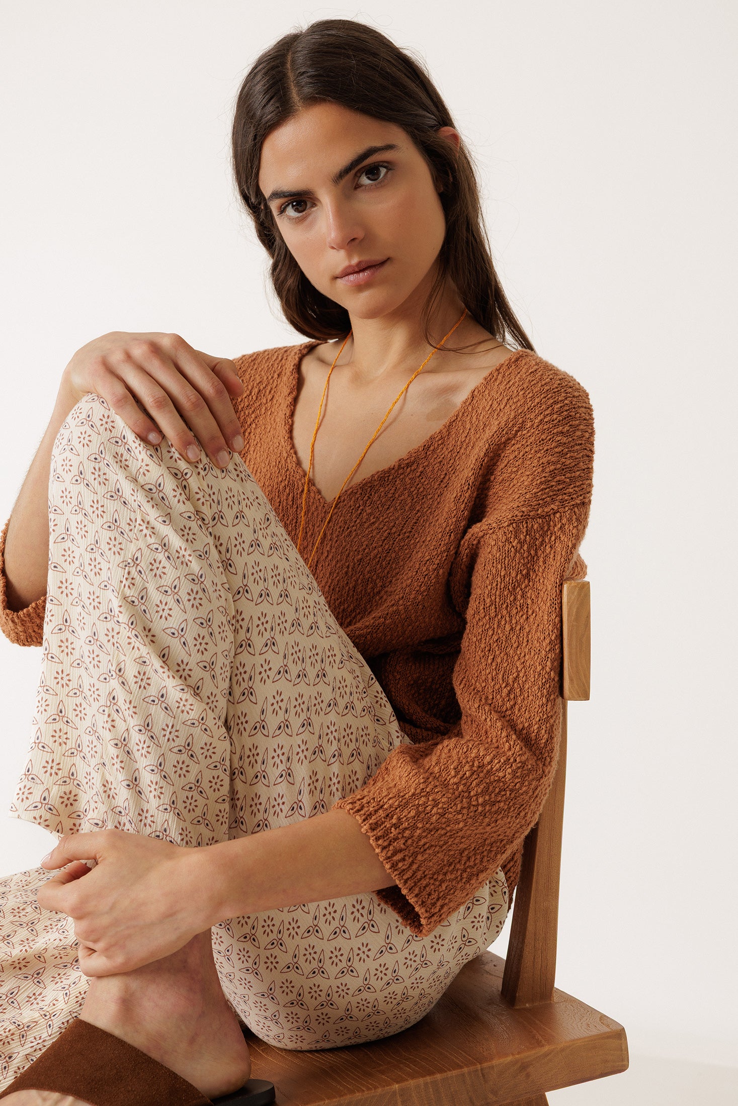 Pull Bouclé En Coton Biologique - Rouille