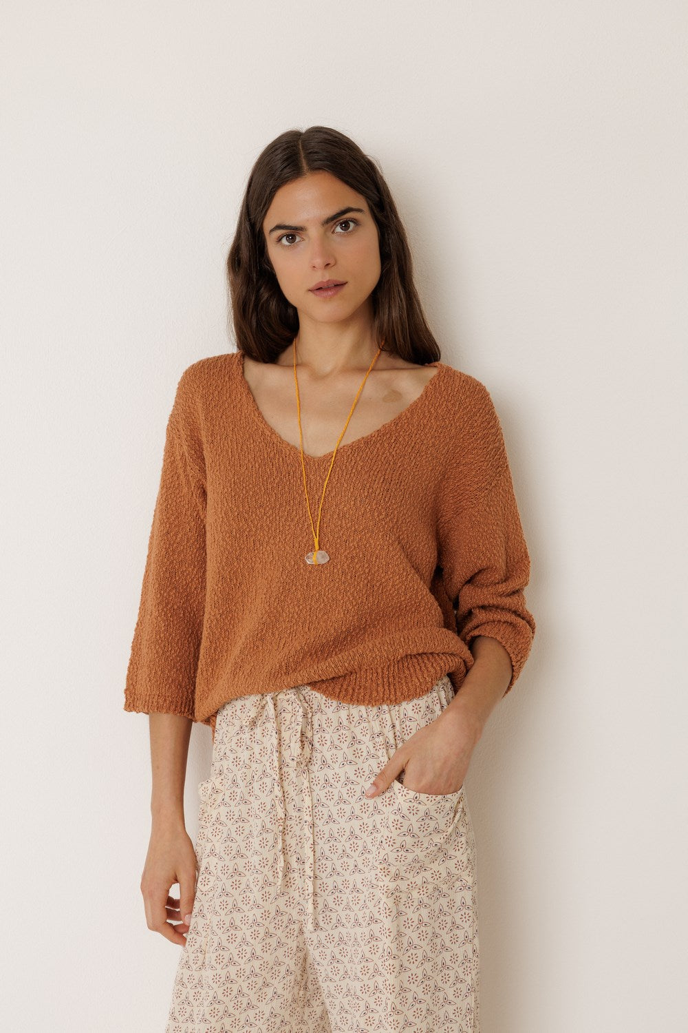 Pull Bouclé En Coton Biologique - Rouille