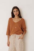 Pull Bouclé En Coton Biologique - Rouille