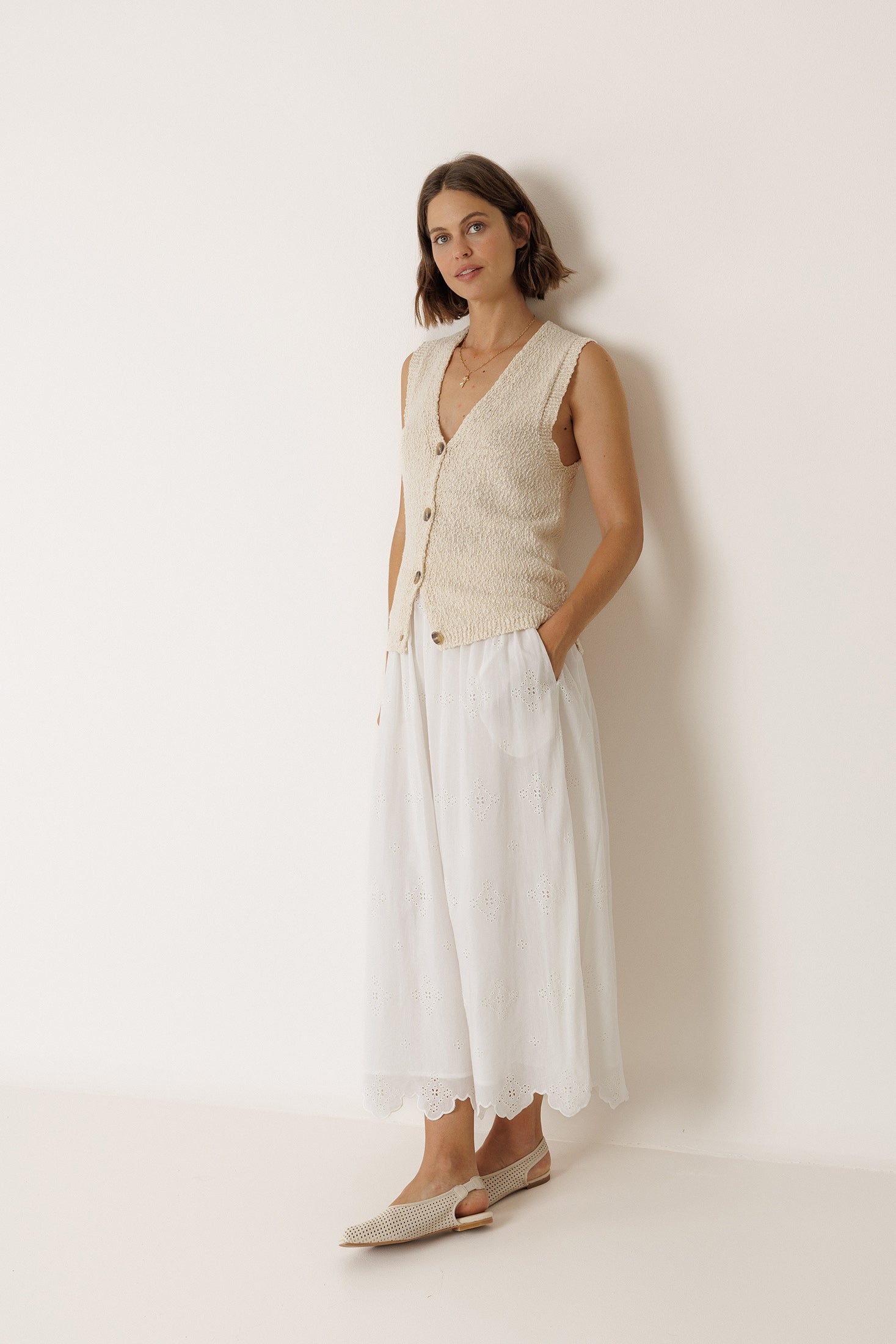 Gilet Bouclé En Coton Biologique - Écru