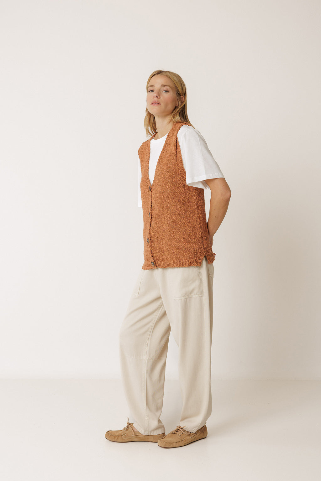 Gilet Bouclé En Coton Biologique - Rouille