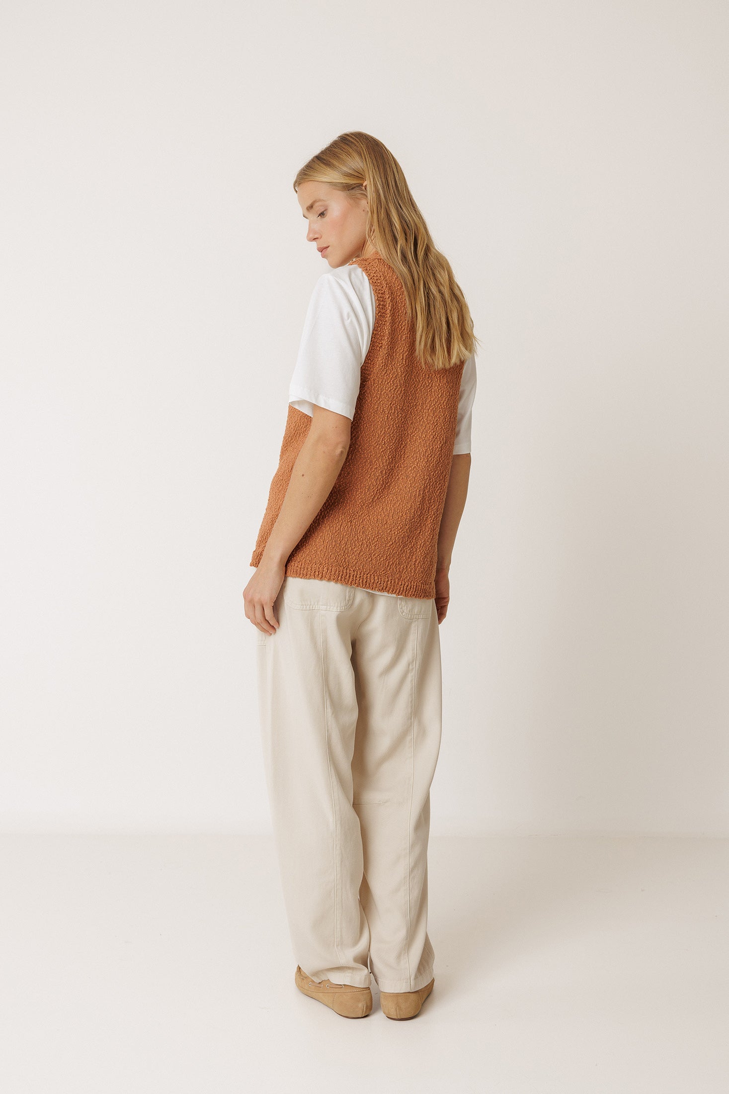 Gilet Bouclé En Coton Biologique - Rouille