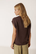 Gilet Coupe Carrée À Poches - Chocolat