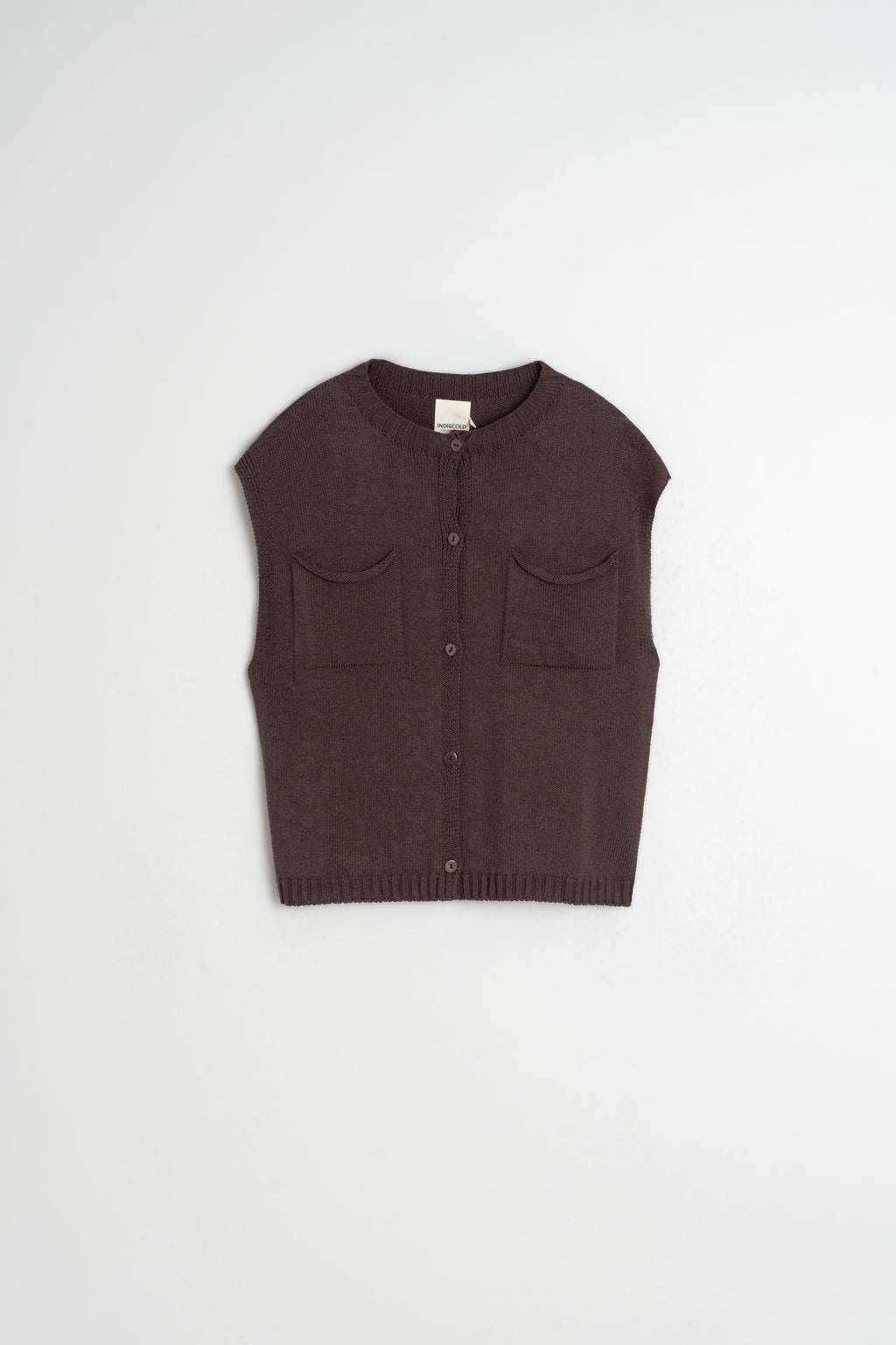 Gilet Coupe Carrée À Poches - Chocolat