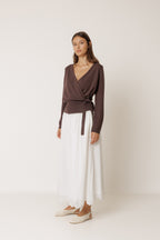 Cardigan Cache-Cœur En Maille - Chocolat