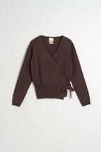 Cardigan Cache-Cœur En Maille - Chocolat