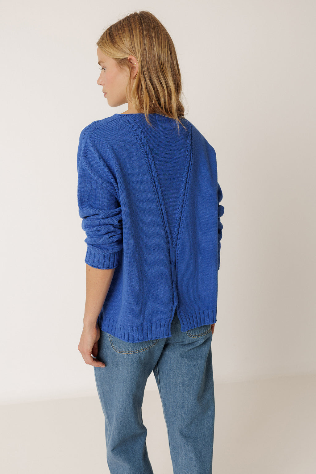 Pull À Décolleté Plongeant - Bleu Britannique