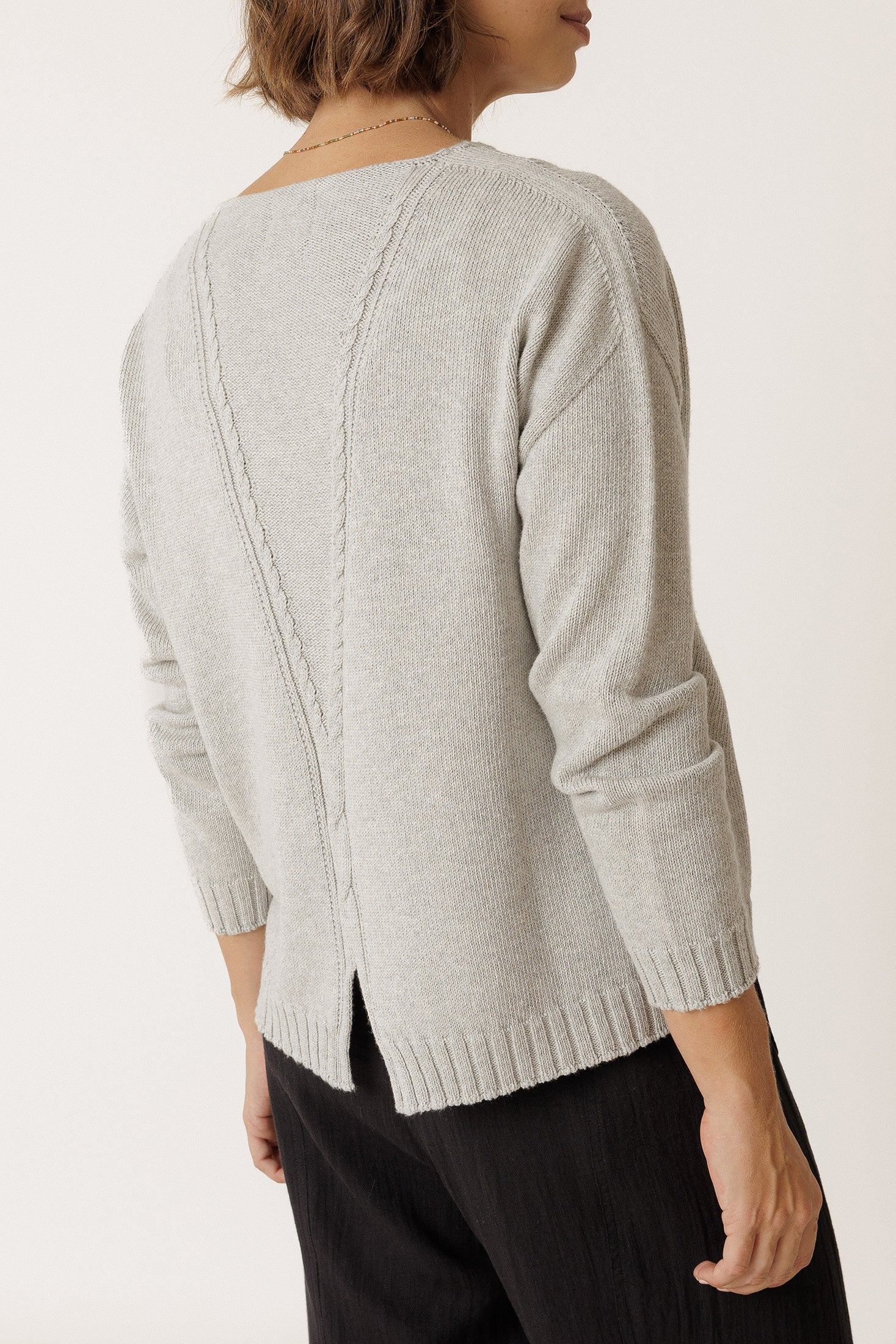Pull À Décolleté Plongeant - Gris Chiné
