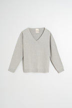 Pull À Décolleté Plongeant - Gris Chiné