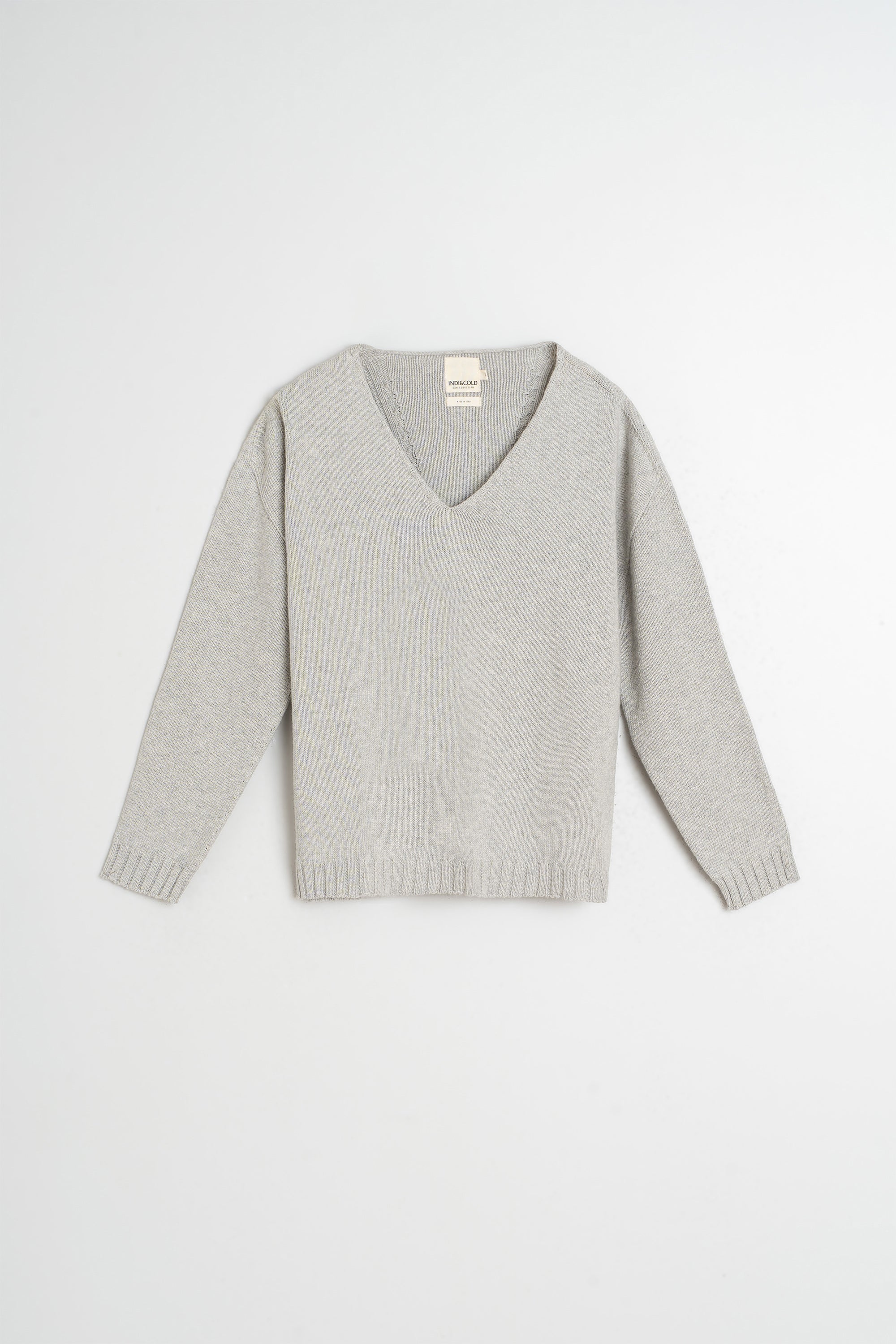 Pull À Décolleté Plongeant - Gris Chiné