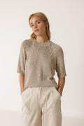 Pull En Maille Ruban - Beige