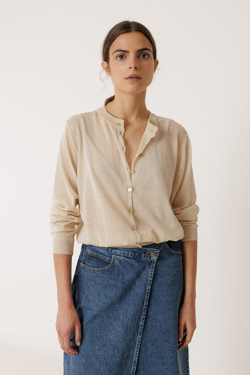 Veste En Maille Transparente - Beige