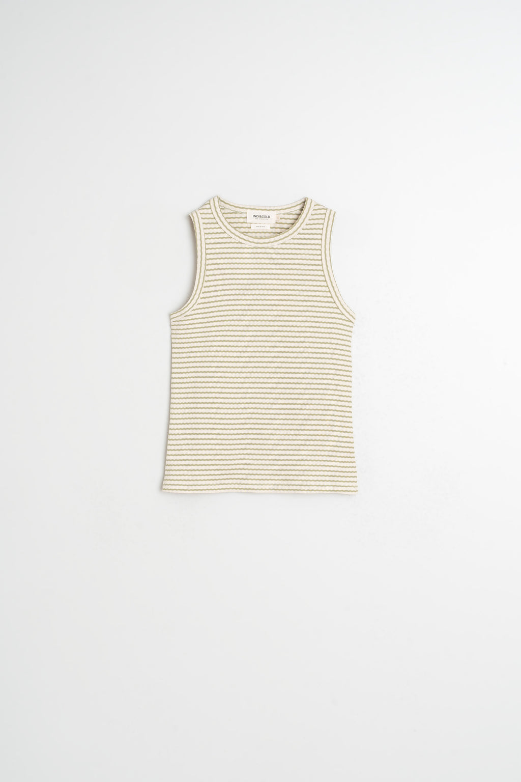 T-Shirt Dos-Nu Côtelé Rayé - Kaki