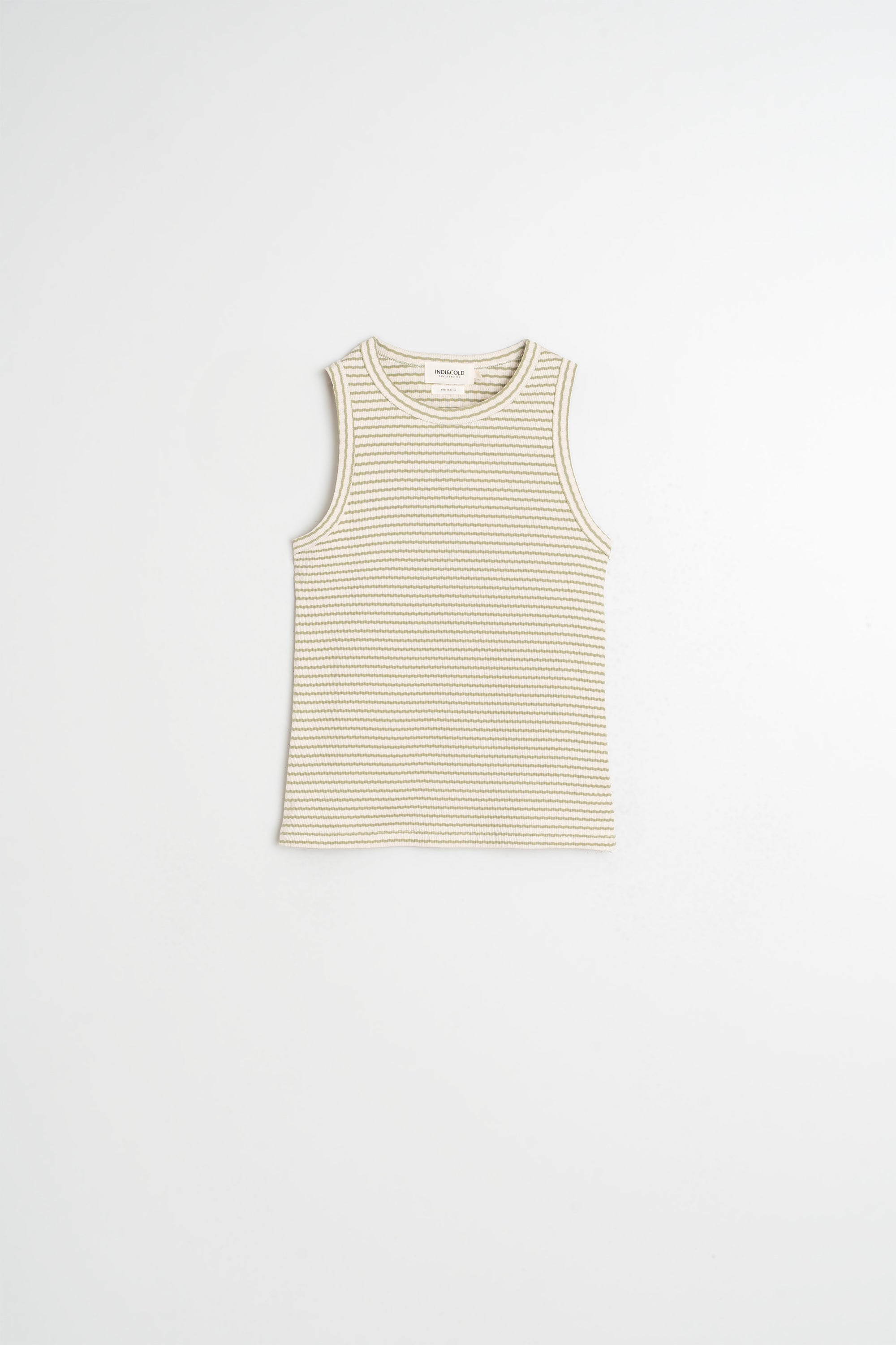 T-Shirt Dos-Nu Côtelé Rayé - Kaki
