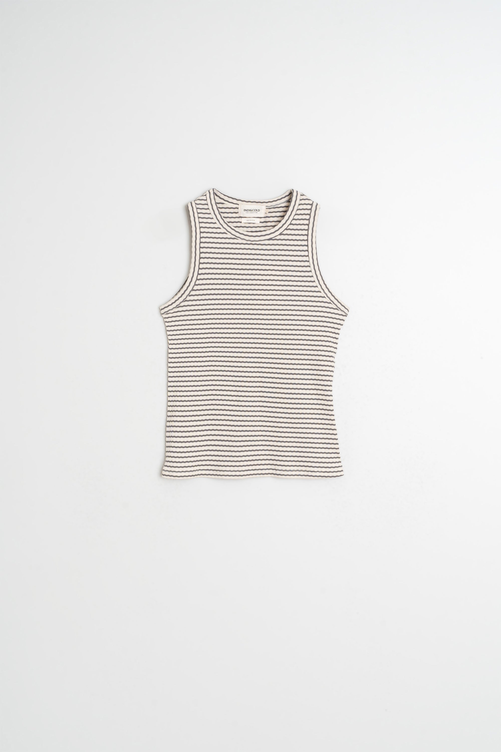 T-Shirt Dos-Nu Côtelé Rayé - Charbon