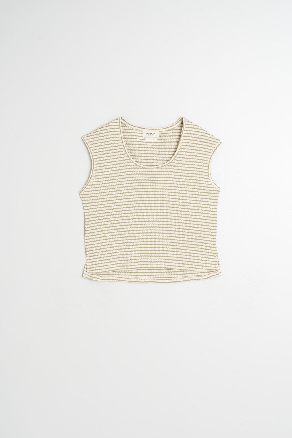 T-Shirt Rayé Coupe Carrée - Kaki