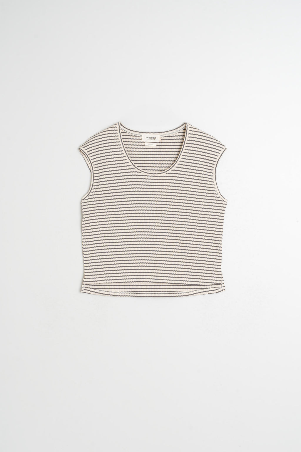 T-Shirt Rayé Coupe Carrée - Charbon