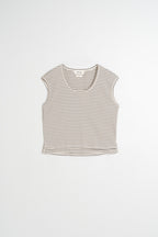 T-Shirt Rayé Coupe Carrée - Charbon