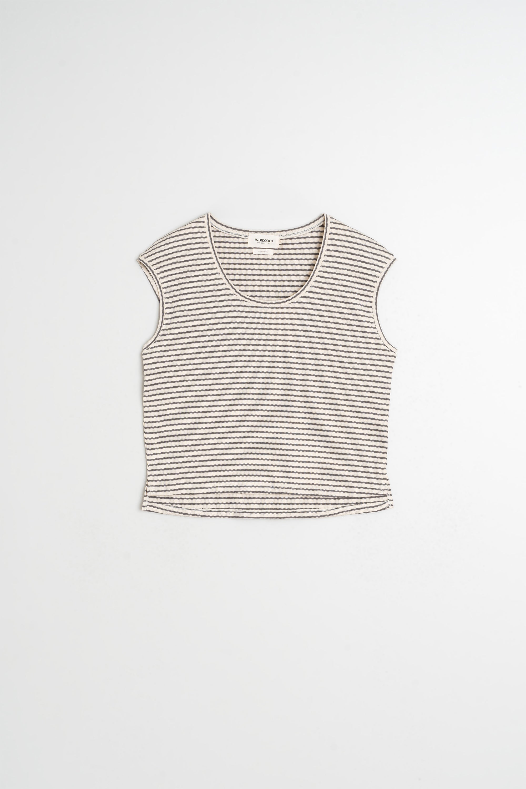 T-Shirt Rayé Coupe Carrée - Charbon